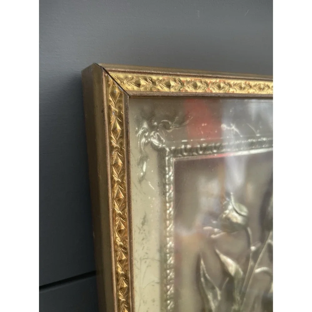 Vtg 1950's Four Seasons Metalcraft Spring - 3D Flowers Victorian Framed Wall Art